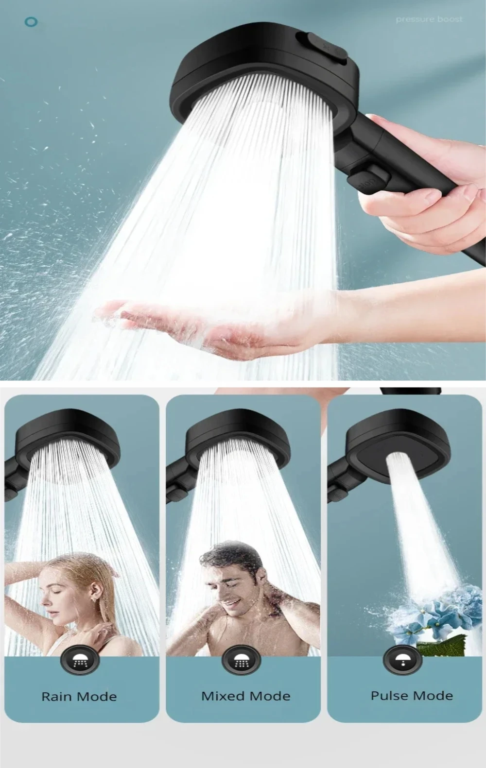 Новая насадка для душа высокого давления, экономия воды, 3 режима, насадка для душа s, регулируемый шланг для воды, аксессуары для ванной комнаты 
Новая насадка для душа высокого давления, экономия воды, 3 режима, насадка для душа s, регулируемый шланг для воды, аксессуары для ванной комнаты