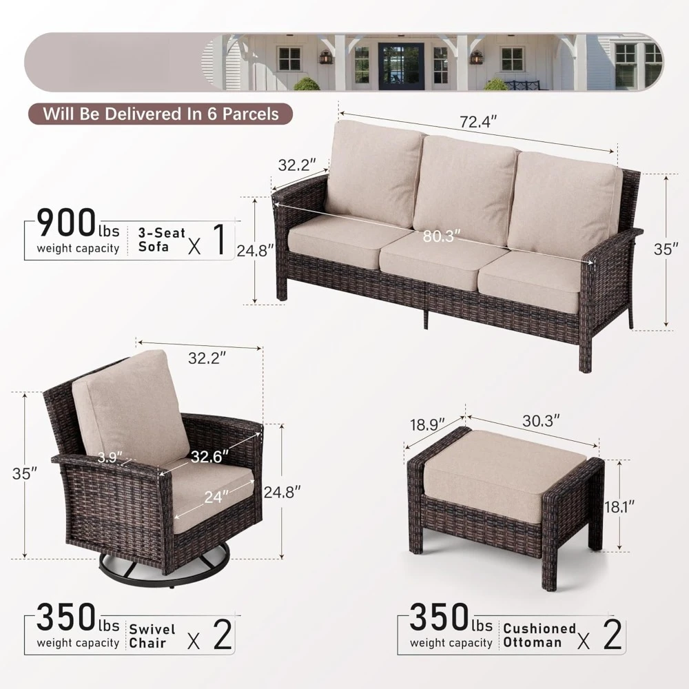 US Shipping Hot New 5 Piece Patio Furniture Set Swivel Chairs High Back Wicker Rattan Sofa Thick Cushion Ottoman Outdoor
US Shipping Hot New 5 Piece Patio Furniture Set Swivel Chairs High Back Wicker Rattan Sofa Thick Cushion Ottoman Outdoor