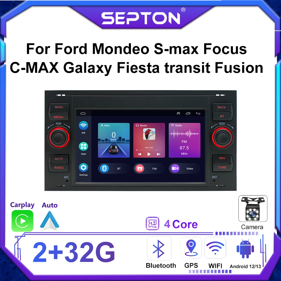 SEPTON Android12 Car Radio For Ford Mondeo S-max Focus C-MAX Galaxy Fiesta transit Fusion Wifi Carplay Android Auto GPS
SEPTON Android12 Car Radio For Ford Mondeo S-max Focus C-MAX Galaxy Fiesta transit Fusion Wifi Carplay Android Auto GPS