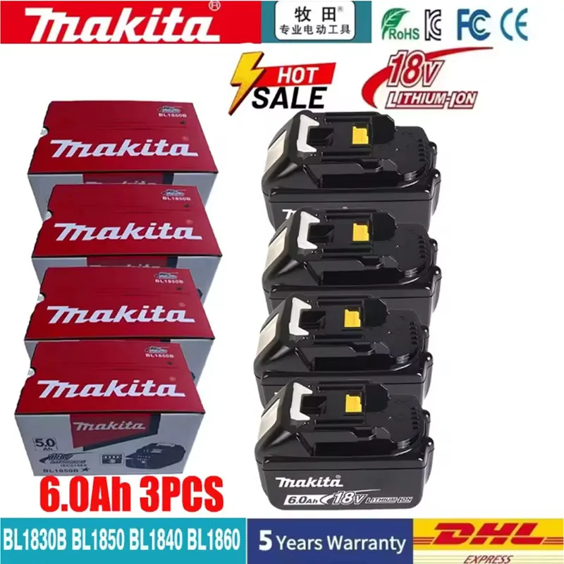Genuine 18V Makita Battery 6Ah/5Ah/2Ah Replacement for BL1840 BL1830B BL1850B BL1850 BL1860 BL1815 Lithium Power Tool Battery
Genuine 18V Makita Battery 6Ah/5Ah/2Ah Replacement for BL1840 BL1830B BL1850B BL1850 BL1860 BL1815 Lithium Power Tool Battery