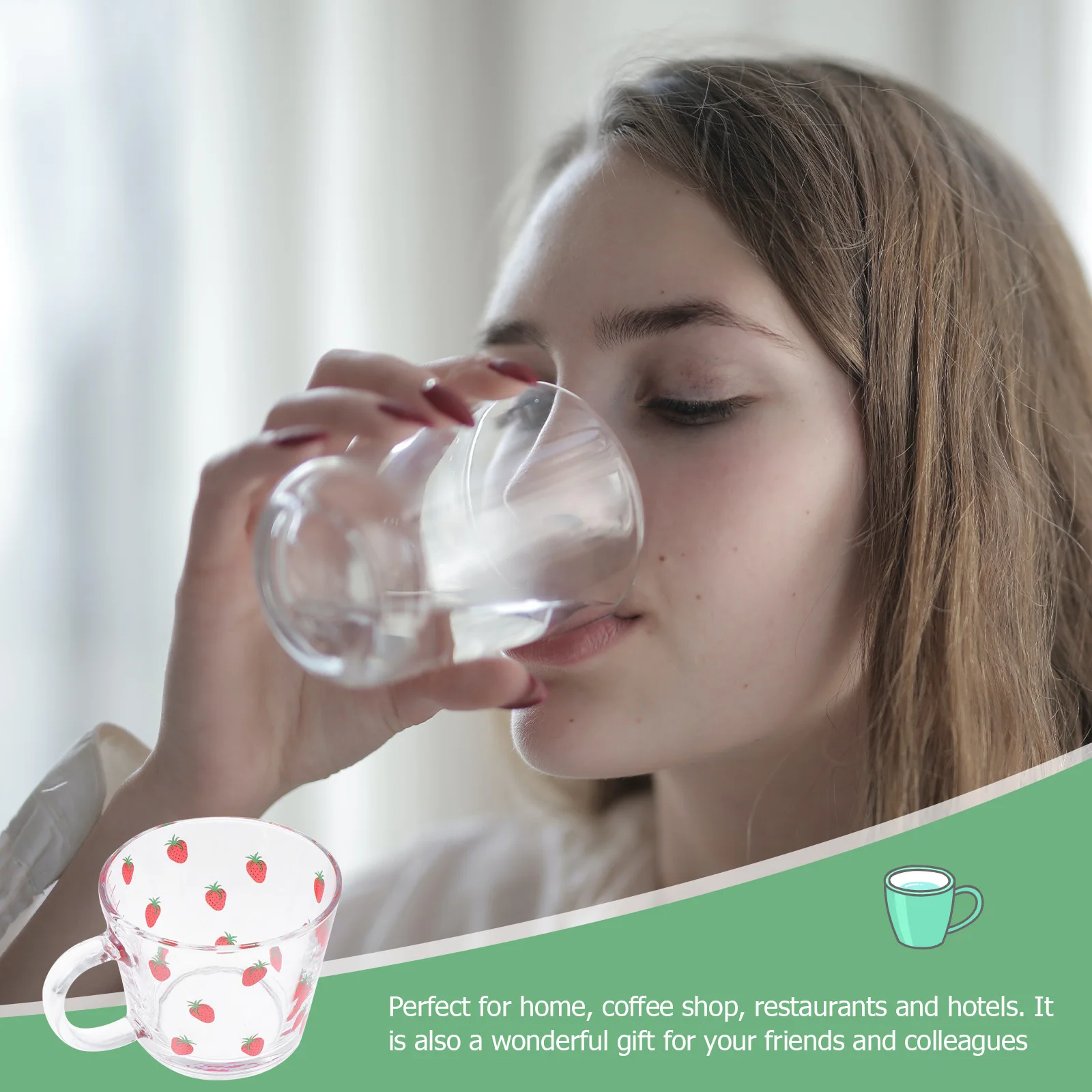 1Pcs Exquisite Water Glass Strawberry Glass Cup Wide Mouth Smooth Entrance Suitable for Juice Tea Milk Ice Cream Pudding
1Pcs Exquisite Water Glass Strawberry Glass Cup Wide Mouth Smooth Entrance Suitable for Juice Tea Milk Ice Cream Pudding