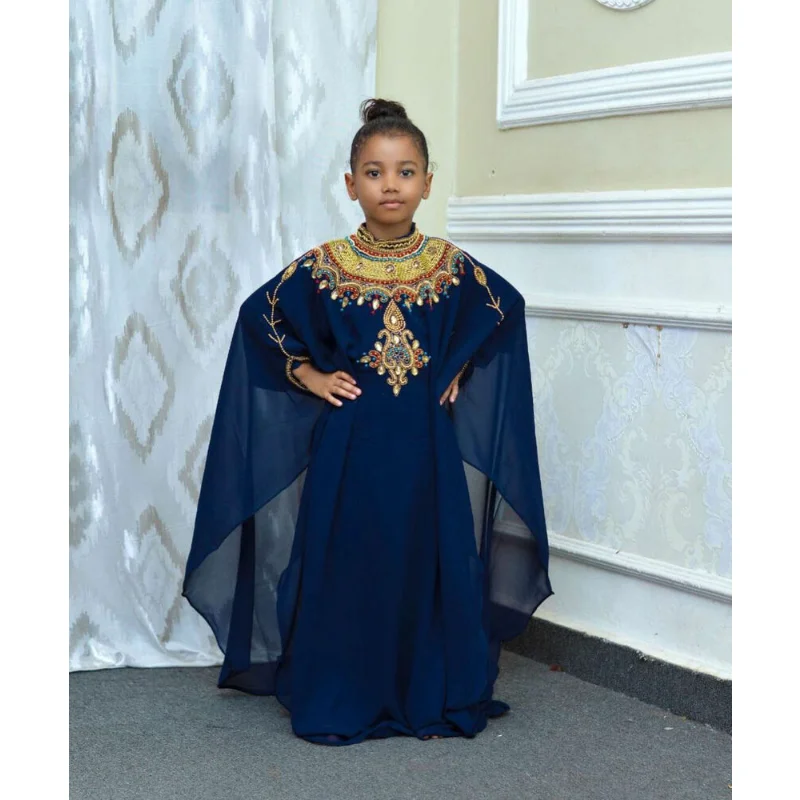 Navy Blue Girls' Dress Children's Robes Moroccan Children Dubai Muslim Women's Robes European and American Fashion Trends
Navy Blue Girls' Dress Children's Robes Moroccan Children Dubai Muslim Women's Robes European and American Fashion Trends