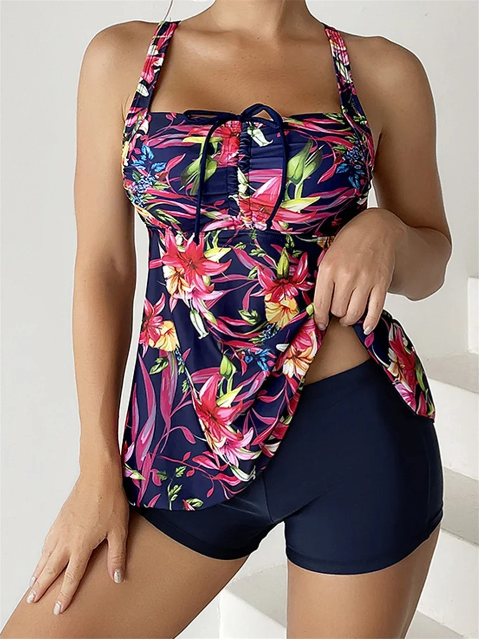2025 New Tankini Set Drawstring Swimwear High Waist Swimsuit Female Two Piece Print Bathers Bathing Swimming Swim Suit Beachwear
2025 New Tankini Set Drawstring Swimwear High Waist Swimsuit Female Two Piece Print Bathers Bathing Swimming Swim Suit Beachwear