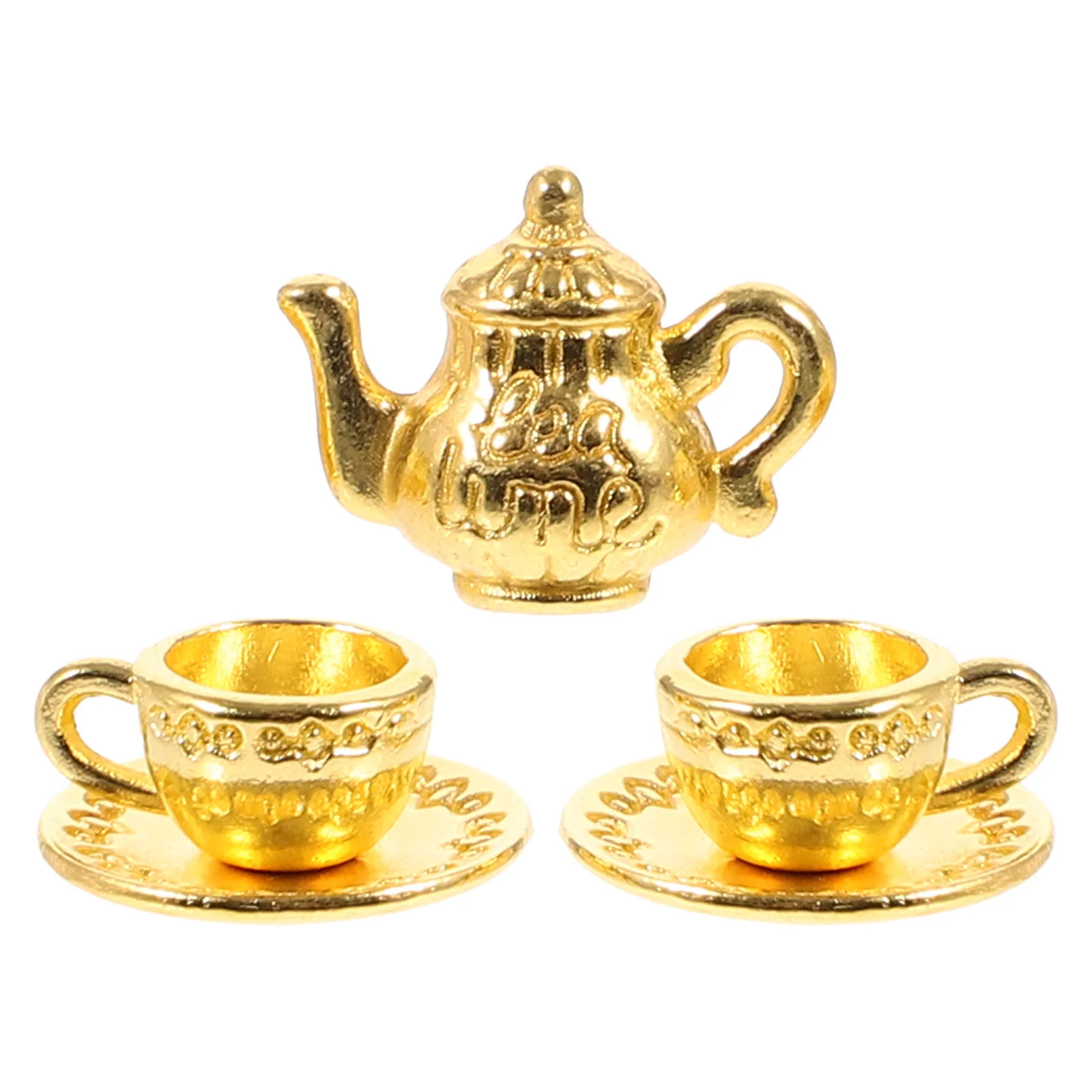 Miniature Tea Set Golden Mini Metal Tea Cups Tiny Teapot Dolls House Accessories Realistic Decor Scene Layout
Miniature Tea Set Golden Mini Metal Tea Cups Tiny Teapot Dolls House Accessories Realistic Decor Scene Layout
