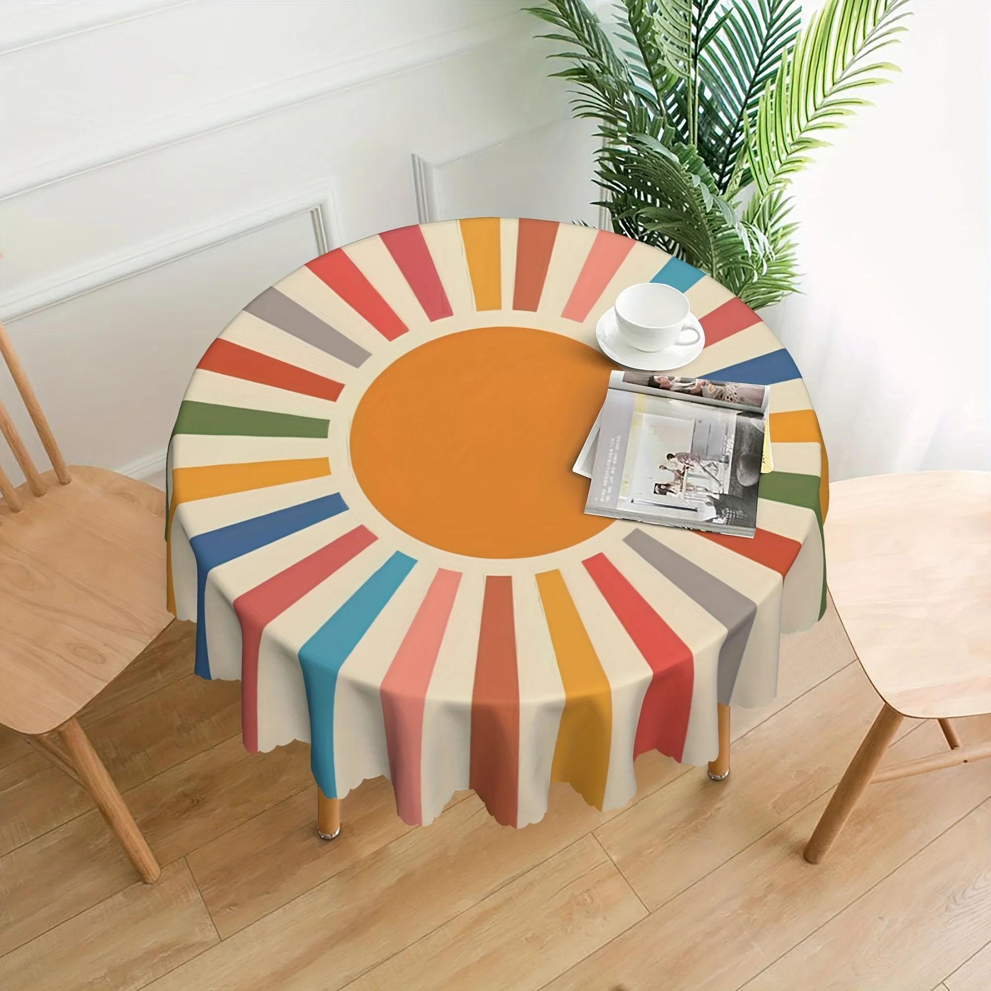 Retro Sun Rainbow Stripe Print Home Living Room Kitchen Square Round Tablecloth Indoor Holiday Dinner Decoration Accessories
Retro Sun Rainbow Stripe Print Home Living Room Kitchen Square Round Tablecloth Indoor Holiday Dinner Decoration Accessories