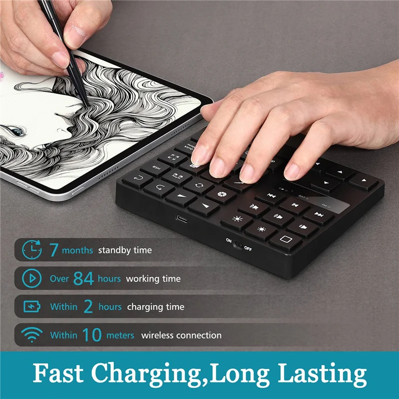 Bluetooth Drawing Keypad , 35 Keys Rechargeable Wireless Keyboard for Procreate, and Drawing Shortcuts Graphic Z
Bluetooth Drawing Keypad , 35 Keys Rechargeable Wireless Keyboard for Procreate, and Drawing Shortcuts Graphic Z