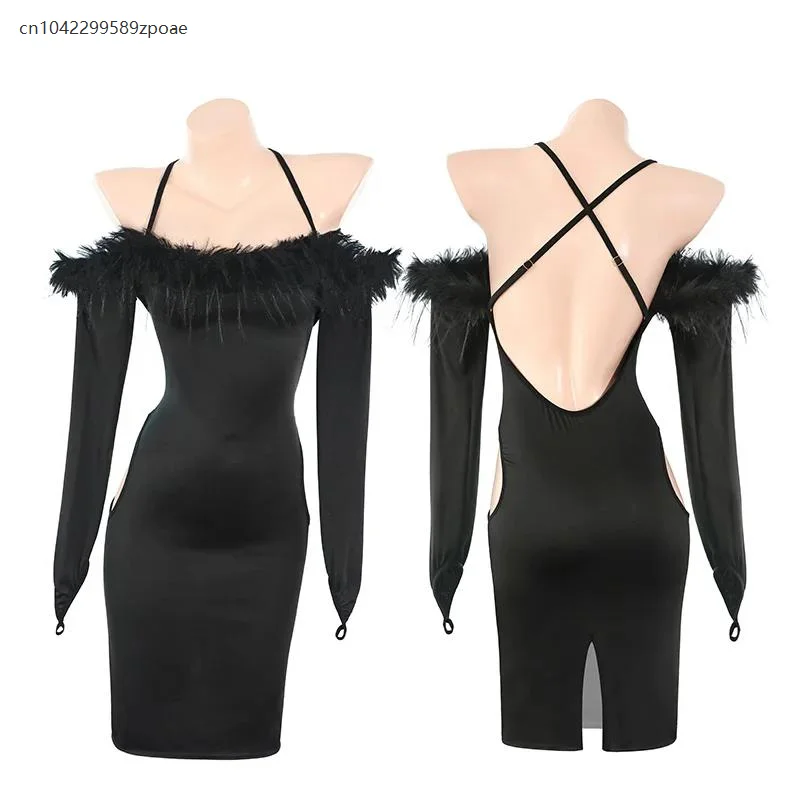 New Temperament Slim Package Hip Dresses Mini Strapless Dresses Sexy Celebrity One Neck Fur Chest Little Black Dresses
New Temperament Slim Package Hip Dresses Mini Strapless Dresses Sexy Celebrity One Neck Fur Chest Little Black Dresses