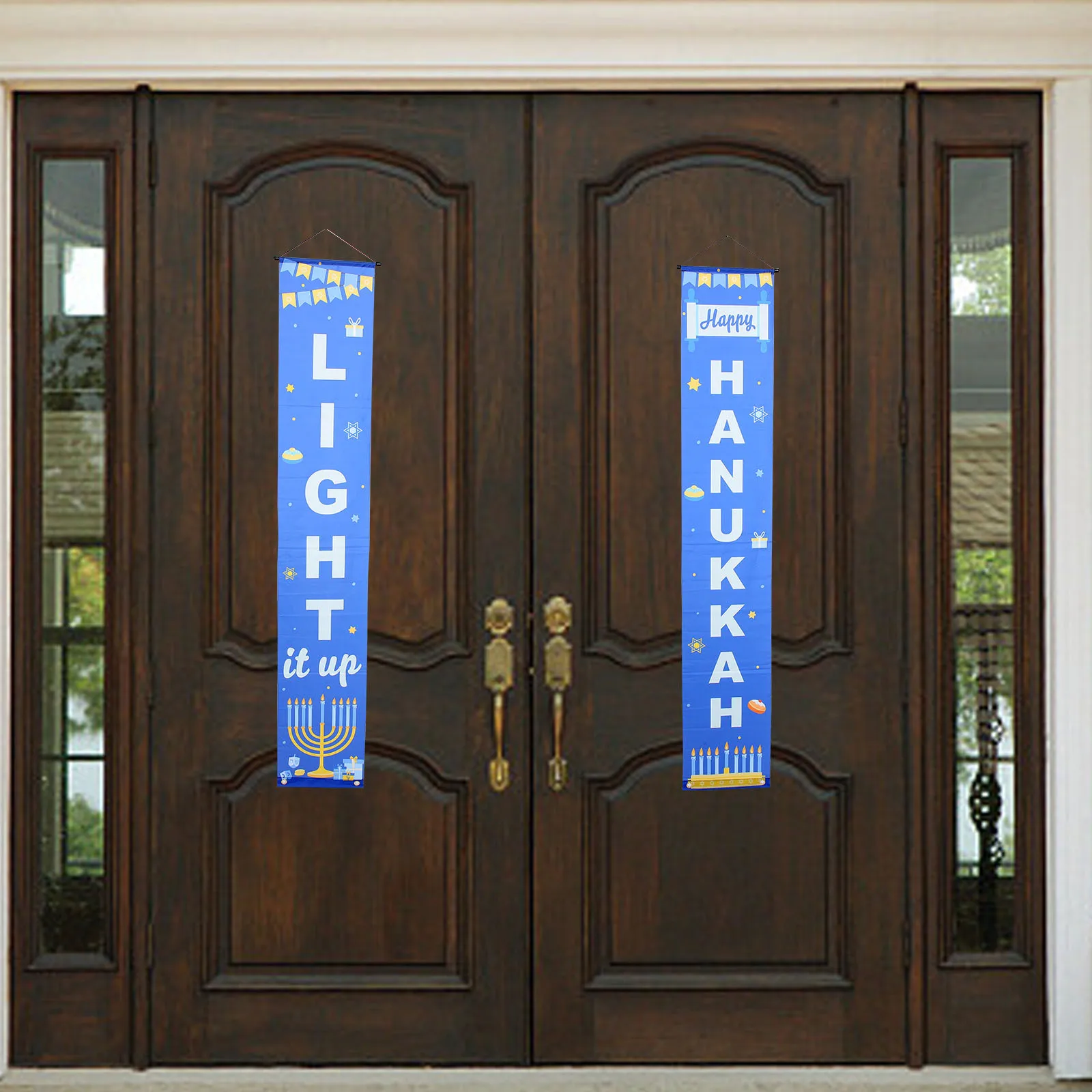 1Pair Hanukkah Porch Door Couplets Hanging Flag Outdoor Banner Durable Polyester Plastic Chanukah Festival Decoration
1Pair Hanukkah Porch Door Couplets Hanging Flag Outdoor Banner Durable Polyester Plastic Chanukah Festival Decoration