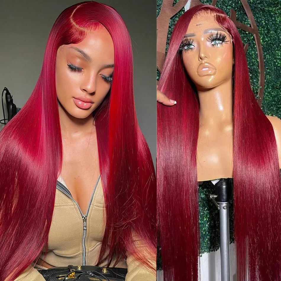 Straight 99J Colored Lace Front Human Hair Wigs Burgundy 13x4 HD Transparent Lace Frontal Wig 36 Inch Red Colored Wigs For Women
Straight 99J Colored Lace Front Human Hair Wigs Burgundy 13x4 HD Transparent Lace Frontal Wig 36 Inch Red Colored Wigs For Women