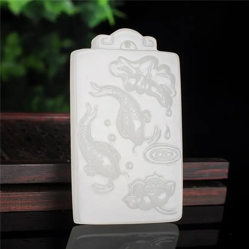 Outer Mongolian Material Hetian White Jade Pendant, Lotus Year Fish Jade Pendant, Jade Brand Pendant 
Outer Mongolian Material Hetian White Jade Pendant, Lotus Year Fish Jade Pendant, Jade Brand Pendant