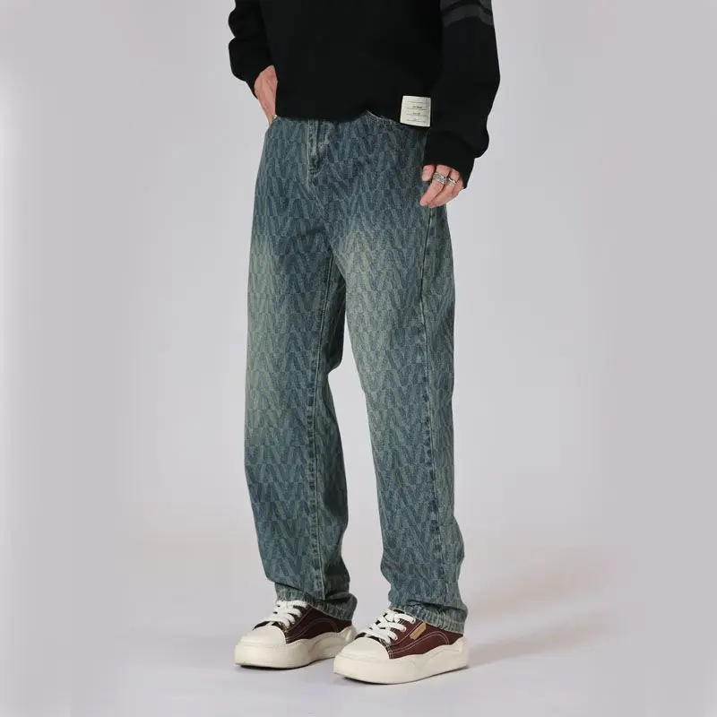 New Arrival Men's Loose Straight Leg Blue Washed Jeans with Printed Pattern for Autumn and Winter
New Arrival Men's Loose Straight Leg Blue Washed Jeans with Printed Pattern for Autumn and Winter