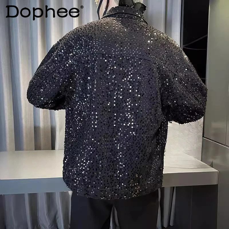 Men's 2025 Spring Autumn New Fashion Trend High-end Sequined Denim Jackets Men's Loose Handsome Versatile Starry Sky Jacket Tops
Men's 2025 Spring Autumn New Fashion Trend High-end Sequined Denim Jackets Men's Loose Handsome Versatile Starry Sky Jacket Tops