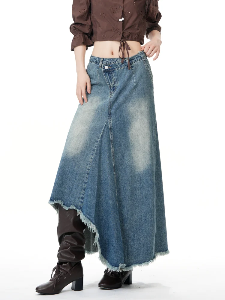 American Retro High Waist Irregular Denim Skirt for Women 2025 New Casual Vintage Tassle A-line Long Skirts Female
American Retro High Waist Irregular Denim Skirt for Women 2025 New Casual Vintage Tassle A-line Long Skirts Female