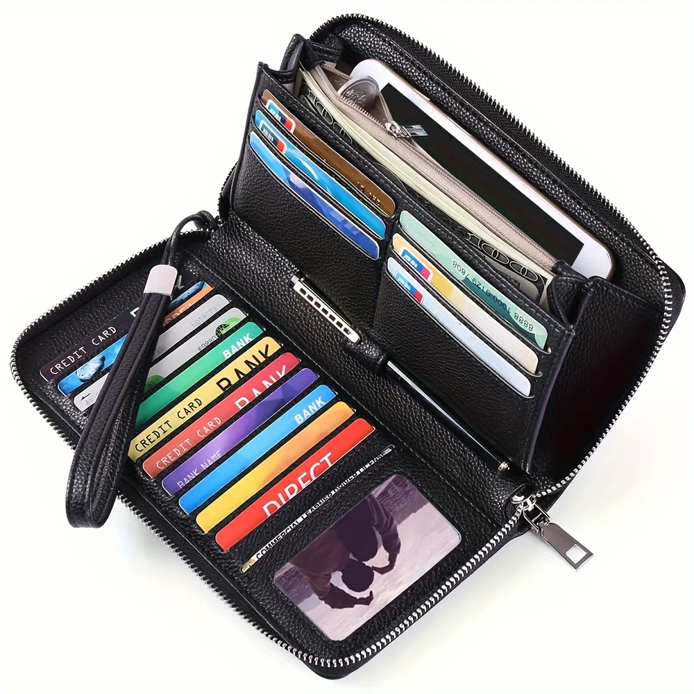 Women's Leather Zipper Wallet, Multiple Slots ID Credit Card Holder, Large Capacity Wristlet Wallet Clutch Purse
Women's Leather Zipper Wallet, Multiple Slots ID Credit Card Holder, Large Capacity Wristlet Wallet Clutch Purse