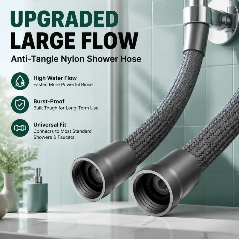 New Upgraded High Flow Anti Twist Nylon Braided Hose Explosion Proof Shower Pipe Universal Interface Bathroom Water Outlet
New Upgraded High Flow Anti Twist Nylon Braided Hose Explosion Proof Shower Pipe Universal Interface Bathroom Water Outlet