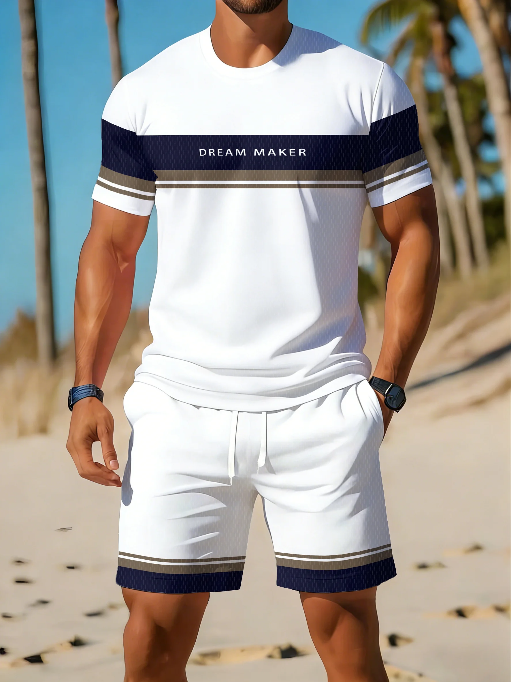 Holiday Beach T-shirt And Shorts 2 Pieces Sets Summer Quick Drying Men's Suit Clothing Fashion Men's Short Sleeve Tee Shorts Set
Holiday Beach T-shirt And Shorts 2 Pieces Sets Summer Quick Drying Men's Suit Clothing Fashion Men's Short Sleeve Tee Shorts Set