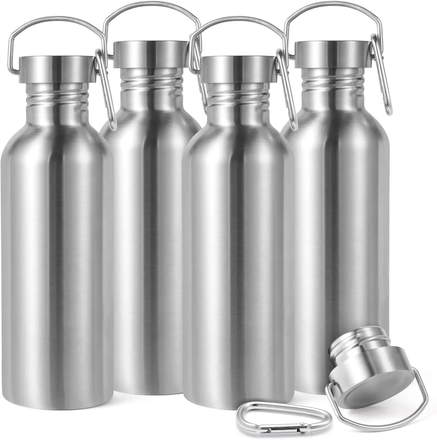 32oz Stainless Steel Water Bottles 4 Pack, BPA Free, Lightweight with Handle & Carabiner for Hiking, Running, Biking (Silver)
32oz Stainless Steel Water Bottles 4 Pack, BPA Free, Lightweight with Handle & Carabiner for Hiking, Running, Biking (Silver)