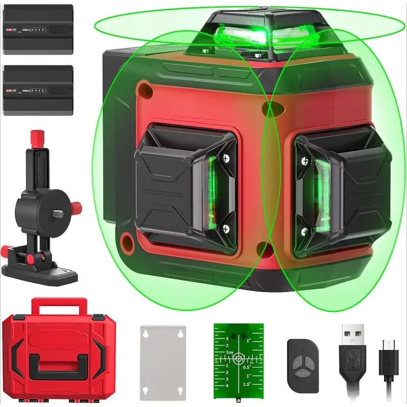 Laser Level Pro Kit, 3X360° Self-leveling Tool for Construction, Tiling Floor & Picture Hanging, 3D Cross Line Level with Fine-t
Laser Level Pro Kit, 3X360° Self-leveling Tool for Construction, Tiling Floor & Picture Hanging, 3D Cross Line Level with Fine-t