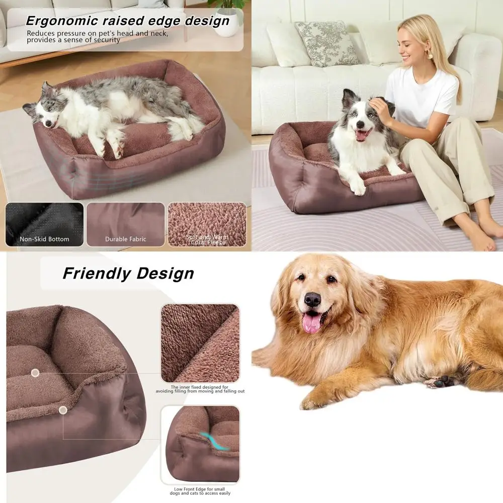 Большая прямоугольная моющаяся лежанка для собак, мягкая и успокаивающая, очень большая лежанка для животных с нескользящим дном, коричневая
Большая прямоугольная моющаяся лежанка для собак, мягкая и успокаивающая, очень большая лежанка для животных с нескользящим дном, коричневая