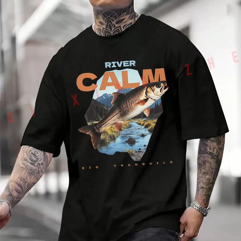 Mountains And A Fish Jumping T-shirt Moto Summer Cotton Short Sleeved Tee Casual Breathable Unisex Tops
Mountains And A Fish Jumping T-shirt Moto Summer Cotton Short Sleeved Tee Casual Breathable Unisex Tops