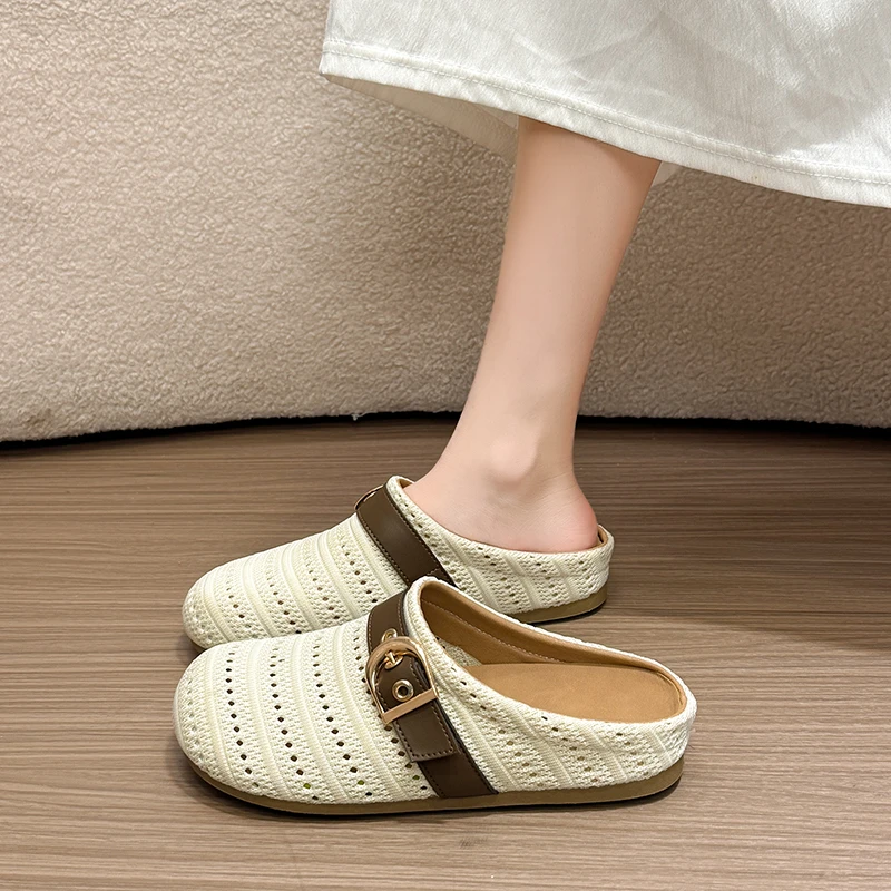 Female Summer Outfit: New Style Wrap-around Half Slippers with Thick Sole, Hollow Design for Anti-slip and Cool Comfort.
Female Summer Outfit: New Style Wrap-around Half Slippers with Thick Sole, Hollow Design for Anti-slip and Cool Comfort.