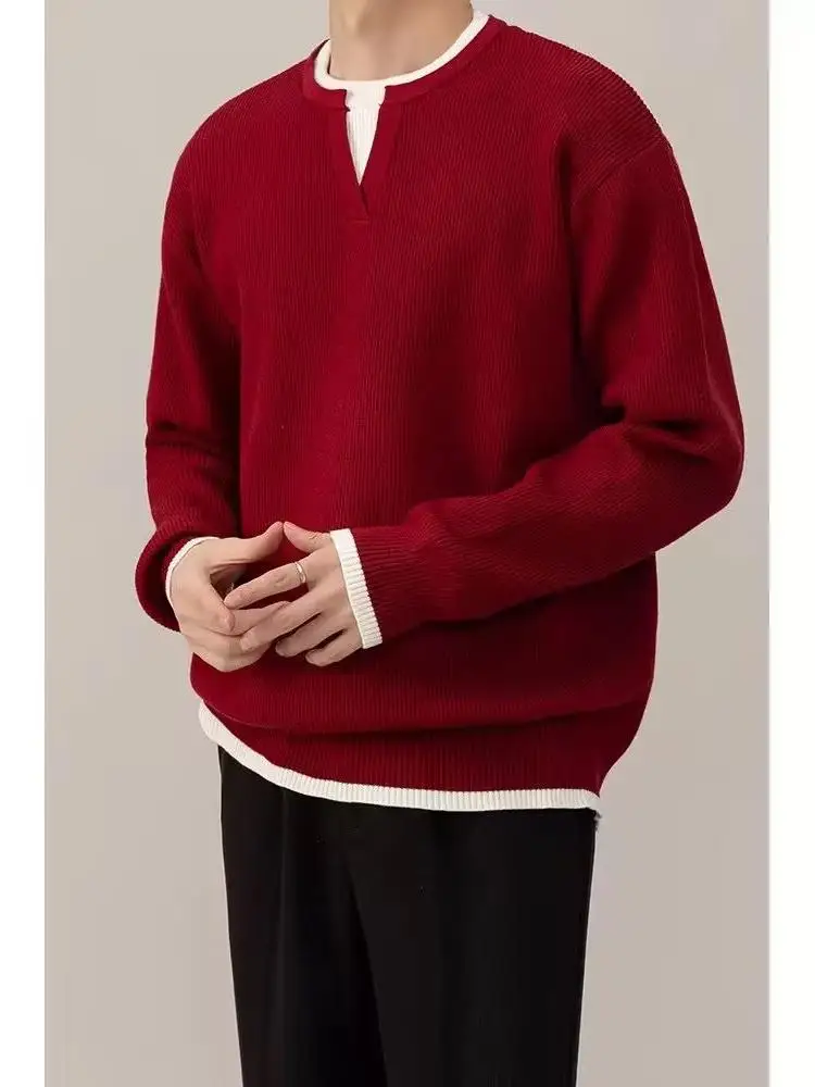 Red V-Ne Knitwear Men's Autumn Winter New Sle Inner Wear Outerwear New Year Top Loose Fit Casual Long Sve T-irt
Red V-Ne Knitwear Men's Autumn Winter New Sle Inner Wear Outerwear New Year Top Loose Fit Casual Long Sve T-irt