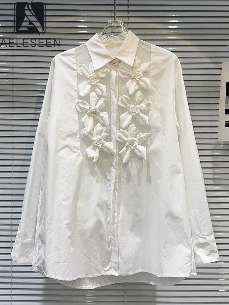 AELESEEN Designer Fashion Long Blouse Women Autumn See-through 3D Appliques Flower Loose Casual White Mesh Patchwork Shirt
AELESEEN Designer Fashion Long Blouse Women Autumn See-through 3D Appliques Flower Loose Casual White Mesh Patchwork Shirt