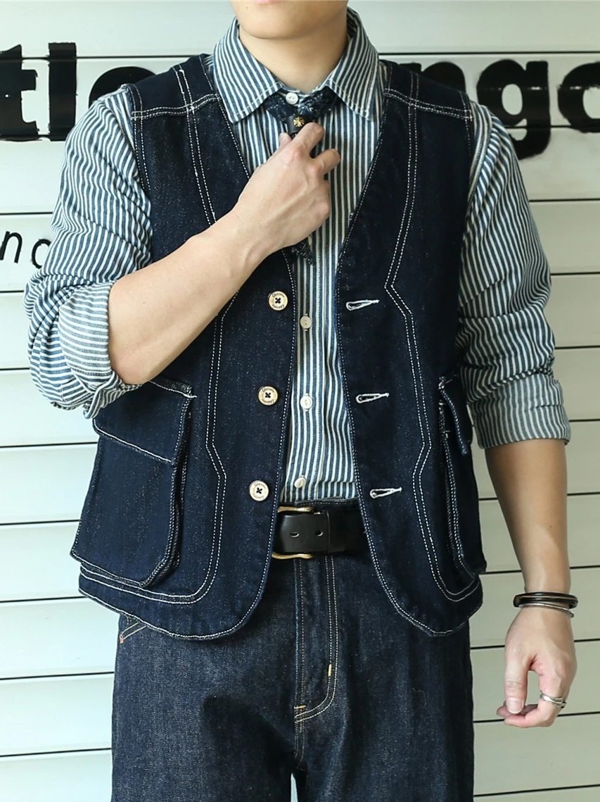 Американский ретро-джинсовый костюм: мужская безрукавка без воротника для многослойного ношения, молодежная майка-жилет в британском стиле, на четыре сезона
Американский ретро-джинсовый костюм: мужская безрукавка без воротника для многослойного ношения, молодежная майка-жилет в британском стиле, на четыре сезона