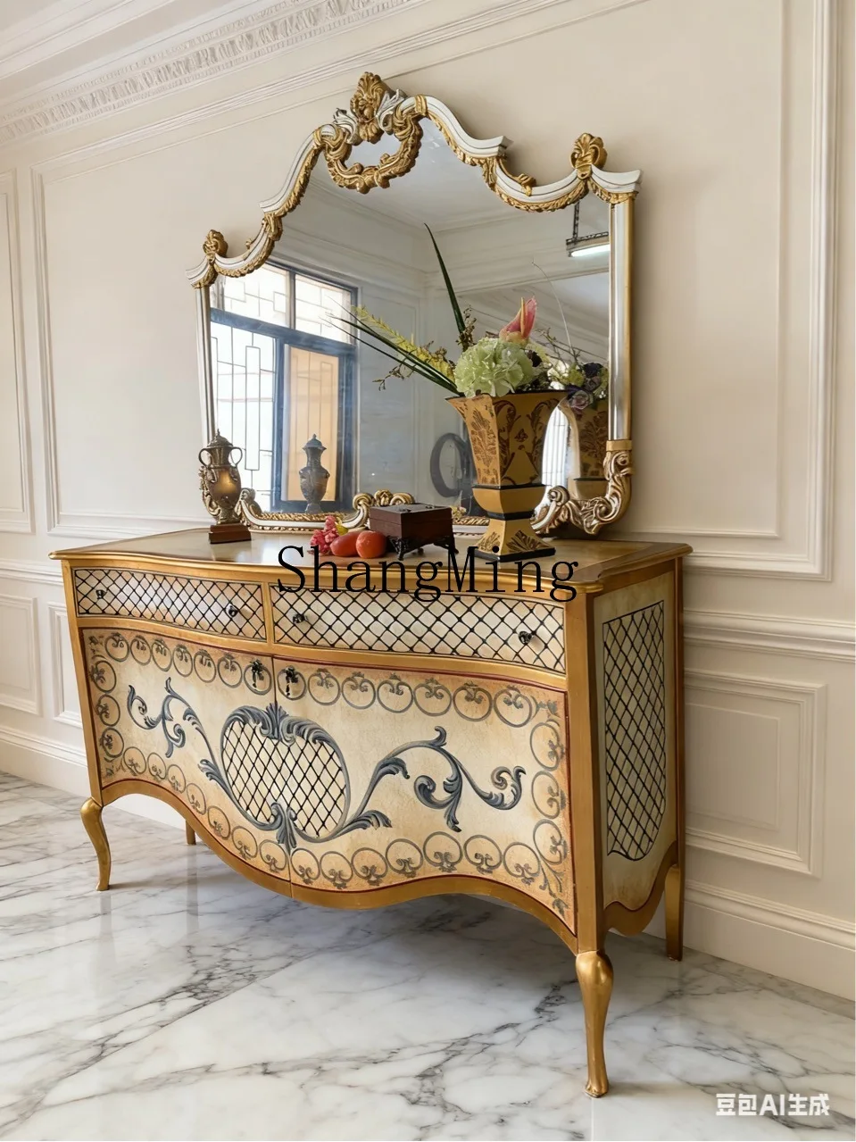 CL solid wood marble locker 1.3m rice leather parquet gold brown birch hand-painted porch furniture
CL solid wood marble locker 1.3m rice leather parquet gold brown birch hand-painted porch furniture