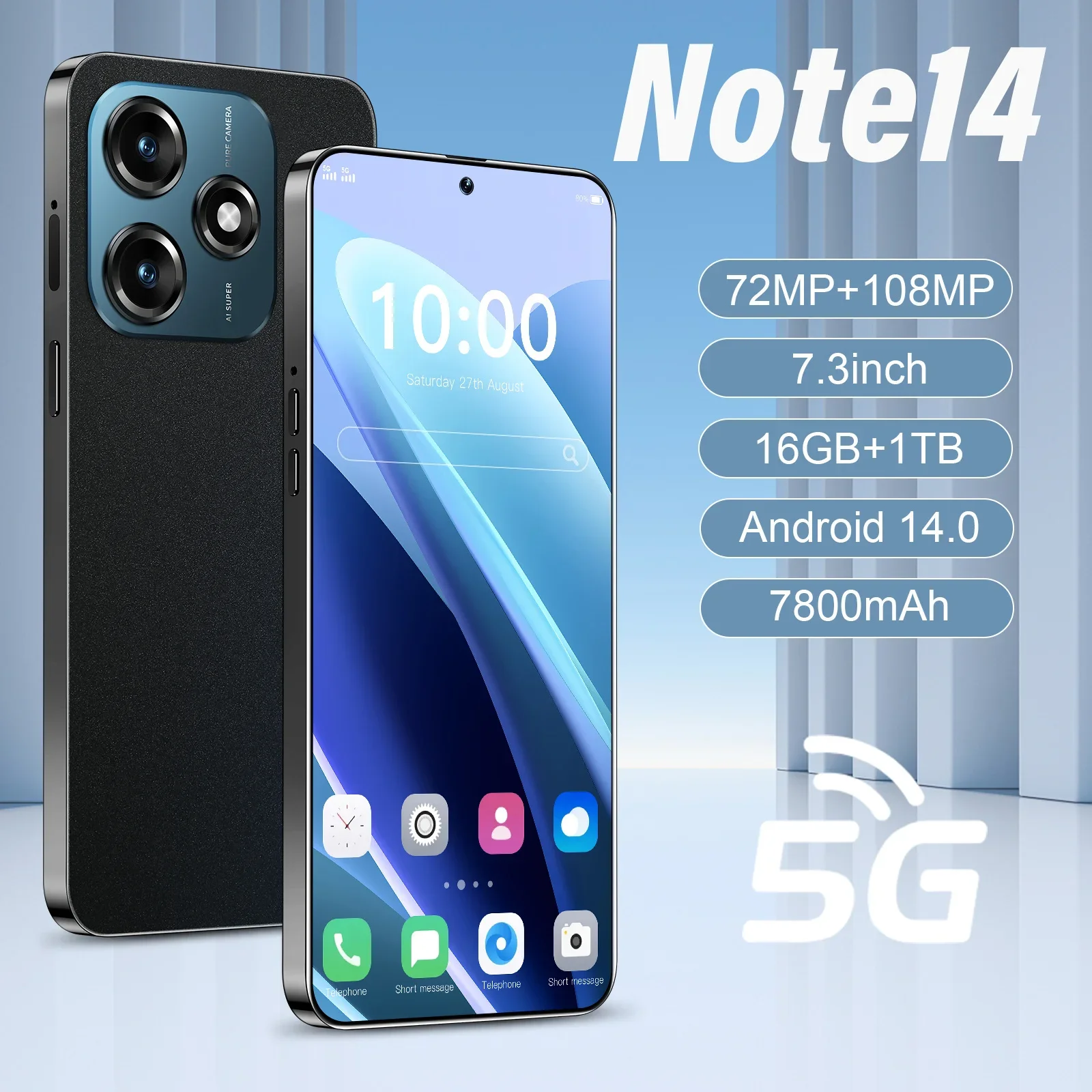 2025 New Note 14 Global Version Smartphone Original 5G 7.3 Inch HD Screen 108MP Camera 6800mAh Dual SIM Unlock Phone 10 Core
2025 New Note 14 Global Version Smartphone Original 5G 7.3 Inch HD Screen 108MP Camera 6800mAh Dual SIM Unlock Phone 10 Core