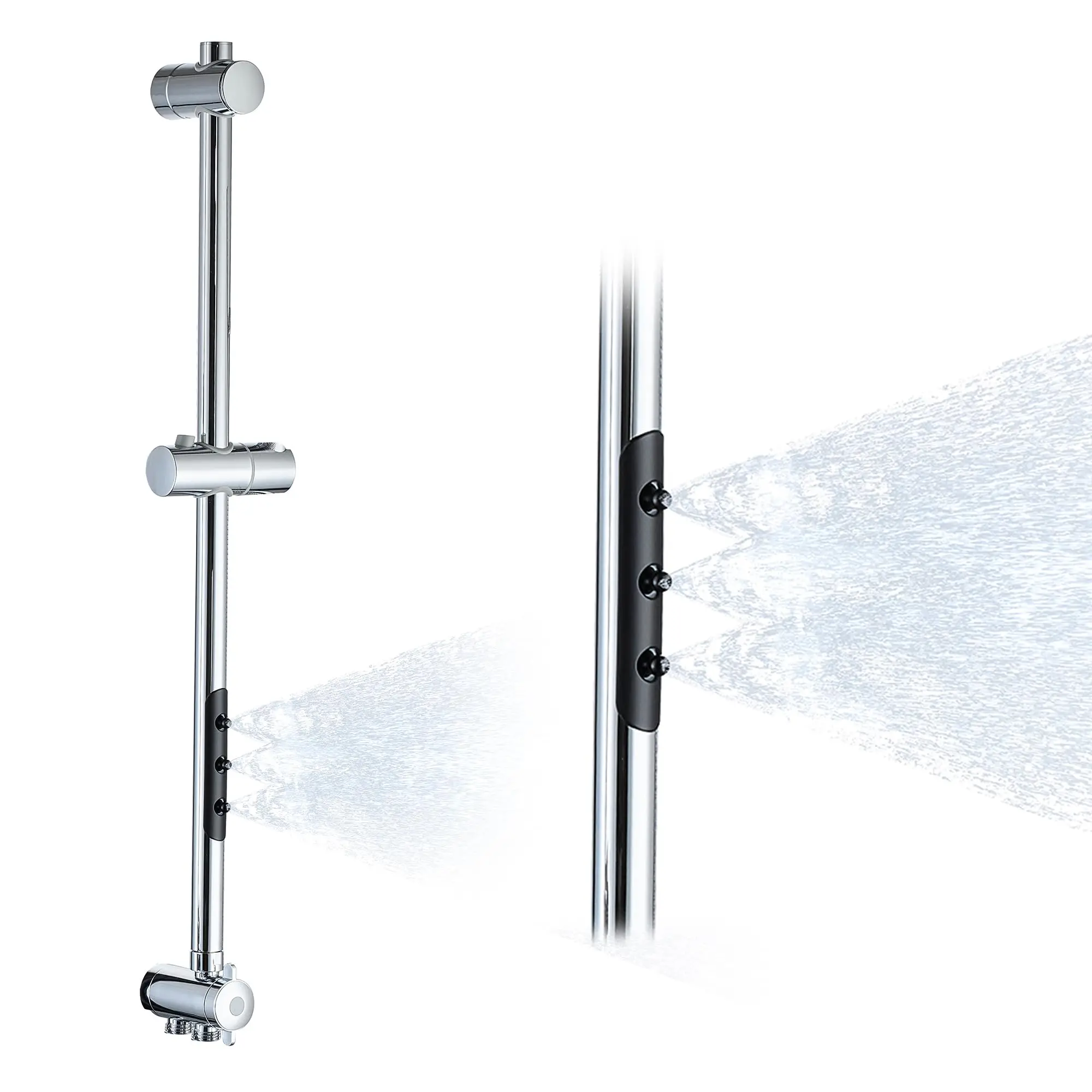 Chrome Shower Slide Bar With Adjustable Handheld Holder And Spray Jets Wall Mounted
Chrome Shower Slide Bar With Adjustable Handheld Holder And Spray Jets Wall Mounted