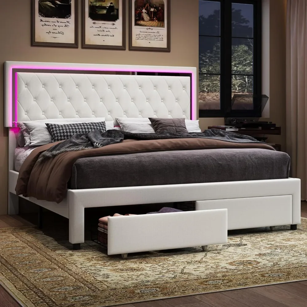 Bed Frame with LED Lights&Storage Drawers,Velvet Upholstered Platform Bed,No Box Spring Needed
Bed Frame with LED Lights&Storage Drawers,Velvet Upholstered Platform Bed,No Box Spring Needed