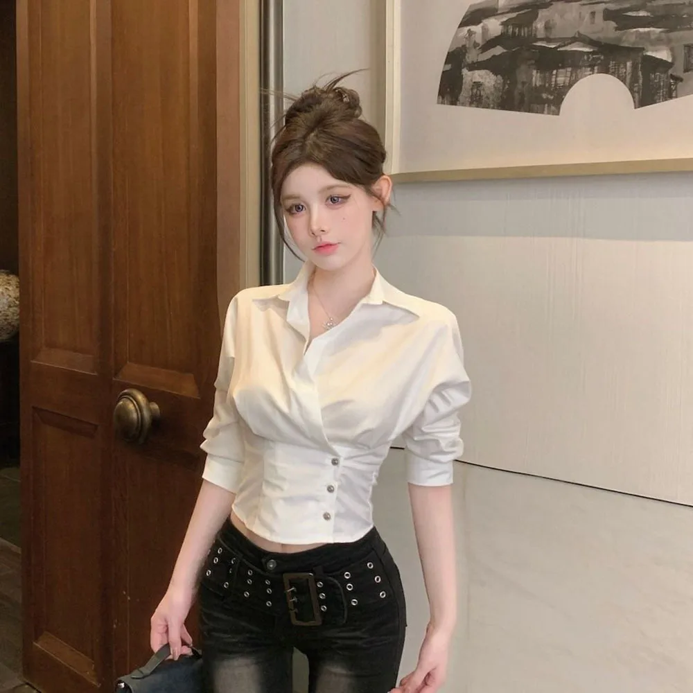 2025Women Korean Fashion Business Casual Elegant Shir Office Lady Asymmetrical Design Blouse Three Quarter Sleeve Slim Chic Tops
2025Women Korean Fashion Business Casual Elegant Shir Office Lady Asymmetrical Design Blouse Three Quarter Sleeve Slim Chic Tops