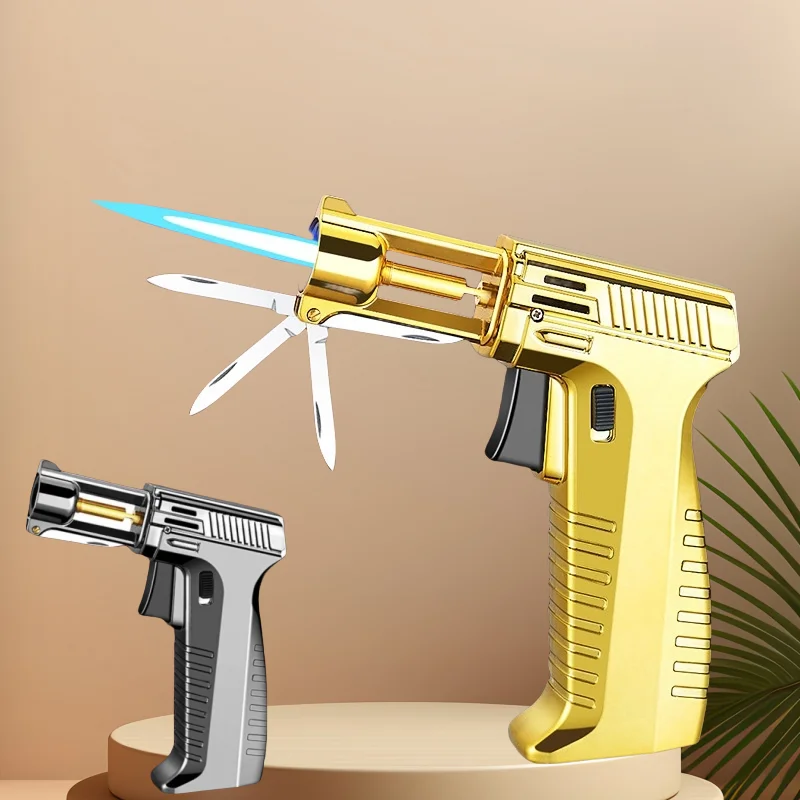 Outdoor Multifunctional Welding Gun 1300 ° Lighter Metal Windproof Strap Folding Knife Butane Gas Inflatable Portable Lighter
Outdoor Multifunctional Welding Gun 1300 ° Lighter Metal Windproof Strap Folding Knife Butane Gas Inflatable Portable Lighter