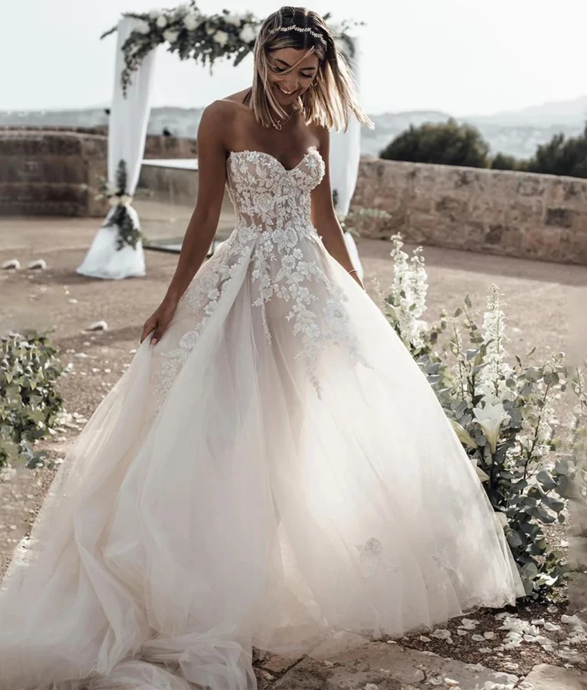 Lzhk Customized Graceful Tulle A-Line Appliques Evening Dress High Quality Sweetheart Sleeveless Floor Length bridal gown
Lzhk Customized Graceful Tulle A-Line Appliques Evening Dress High Quality Sweetheart Sleeveless Floor Length bridal gown