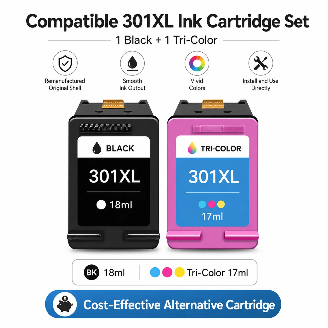 301XL Ink Cartridge Replacement For HP301 XL HP 301 Compatible Deskjet 1010 1510 2540 2050 3050 4500 4630 5530 Printer
301XL Ink Cartridge Replacement For HP301 XL HP 301 Compatible Deskjet 1010 1510 2540 2050 3050 4500 4630 5530 Printer