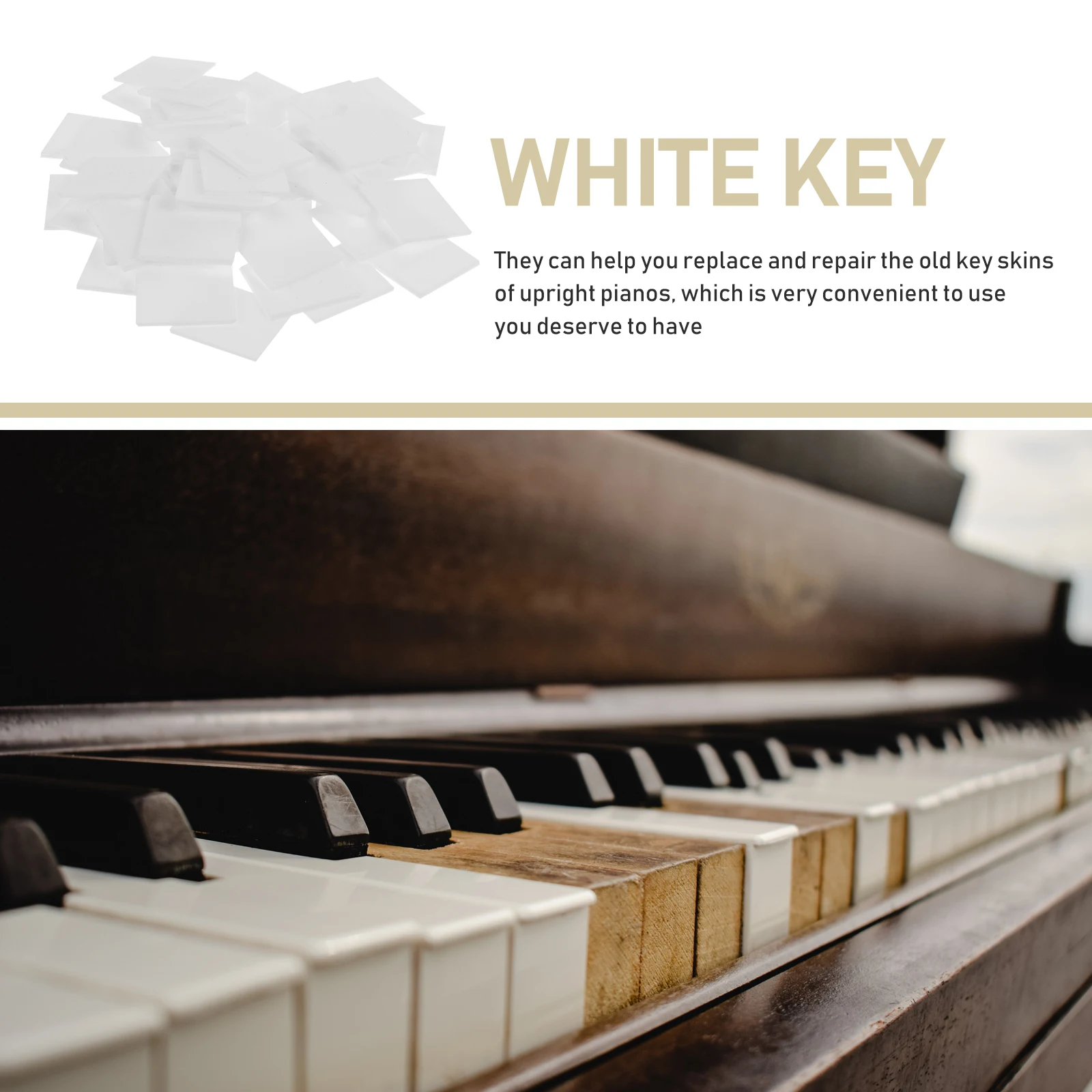 52 Pcs White Small Square Piano tools Replacement Keycap Supplies Keys Tuning Plastic Keytops
52 Pcs White Small Square Piano tools Replacement Keycap Supplies Keys Tuning Plastic Keytops