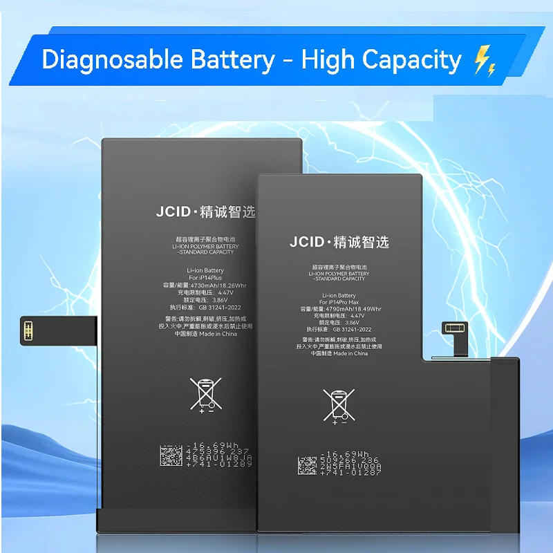 JCID Diagnostic Battery High Capacity For Iphone 12 13 14 100% Heath Visible New 0-cycle No Pop Up Used Genuine Parts On IOS 18
JCID Diagnostic Battery High Capacity For Iphone 12 13 14 100% Heath Visible New 0-cycle No Pop Up Used Genuine Parts On IOS 18
