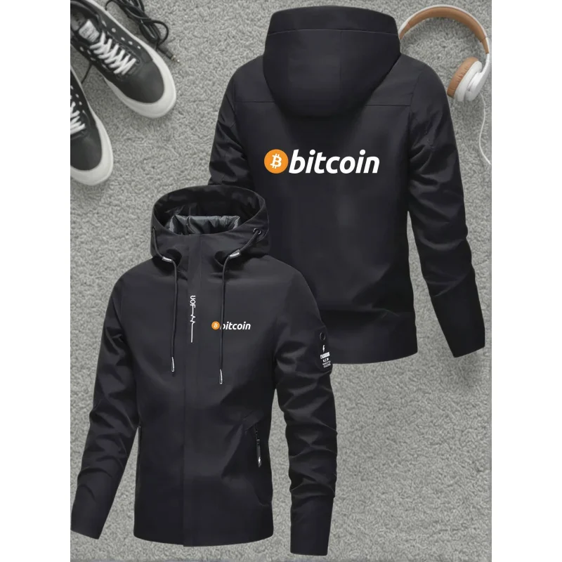 Men's Bitcoin Print Hooded Jacket Sport Fitness Casual Coat, Trendy Outdoor Multi-Function Style, Comfortable Windproof Design
Men's Bitcoin Print Hooded Jacket Sport Fitness Casual Coat, Trendy Outdoor Multi-Function Style, Comfortable Windproof Design