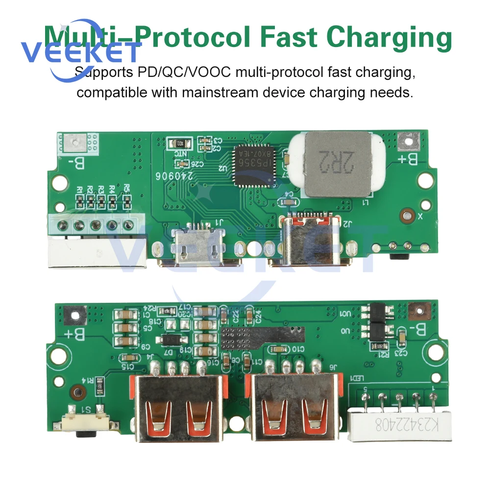 22.5W Fast Charging Module Multi-Protocol Type C USB Micro USB for Power Bank DIY Board Support PD QC VOOC 
22.5W Fast Charging Module Multi-Protocol Type C USB Micro USB for Power Bank DIY Board Support PD QC VOOC