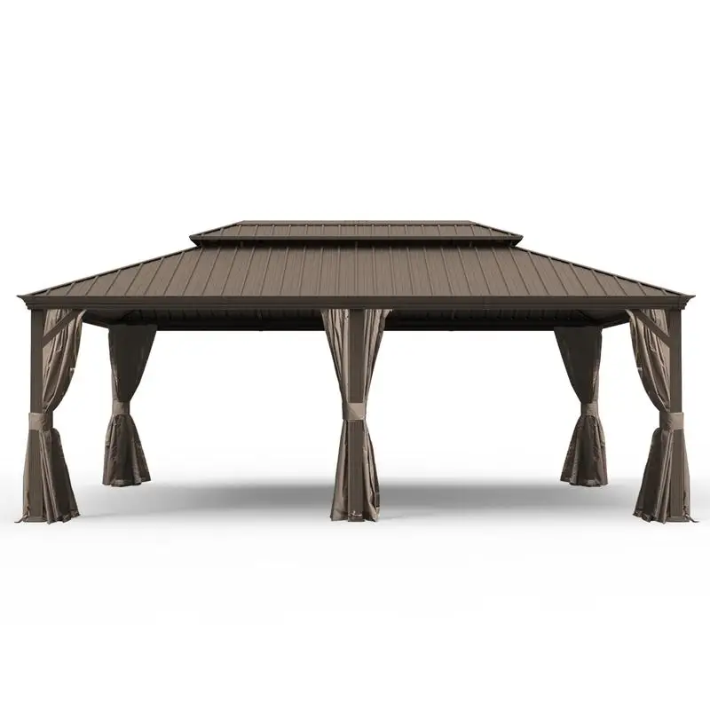 14x24 Hardtop Gazebo, Upgraded Metal Canopy with Drainage, Dual-Layer Galvanized Steel Roof, Includes Curtains & Netting,
14x24 Hardtop Gazebo, Upgraded Metal Canopy with Drainage, Dual-Layer Galvanized Steel Roof, Includes Curtains & Netting,