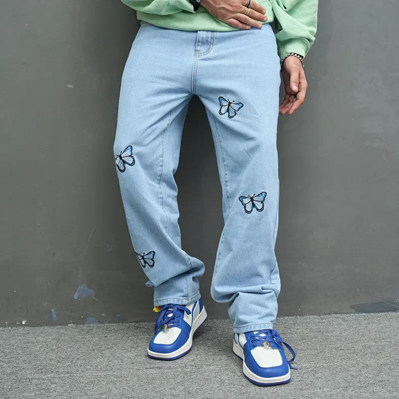 New European and American Style Retro Casual Jeans for Men, Trendy Loose High Street Wide-leg Butterfly Embroidered Long Pants
New European and American Style Retro Casual Jeans for Men, Trendy Loose High Street Wide-leg Butterfly Embroidered Long Pants