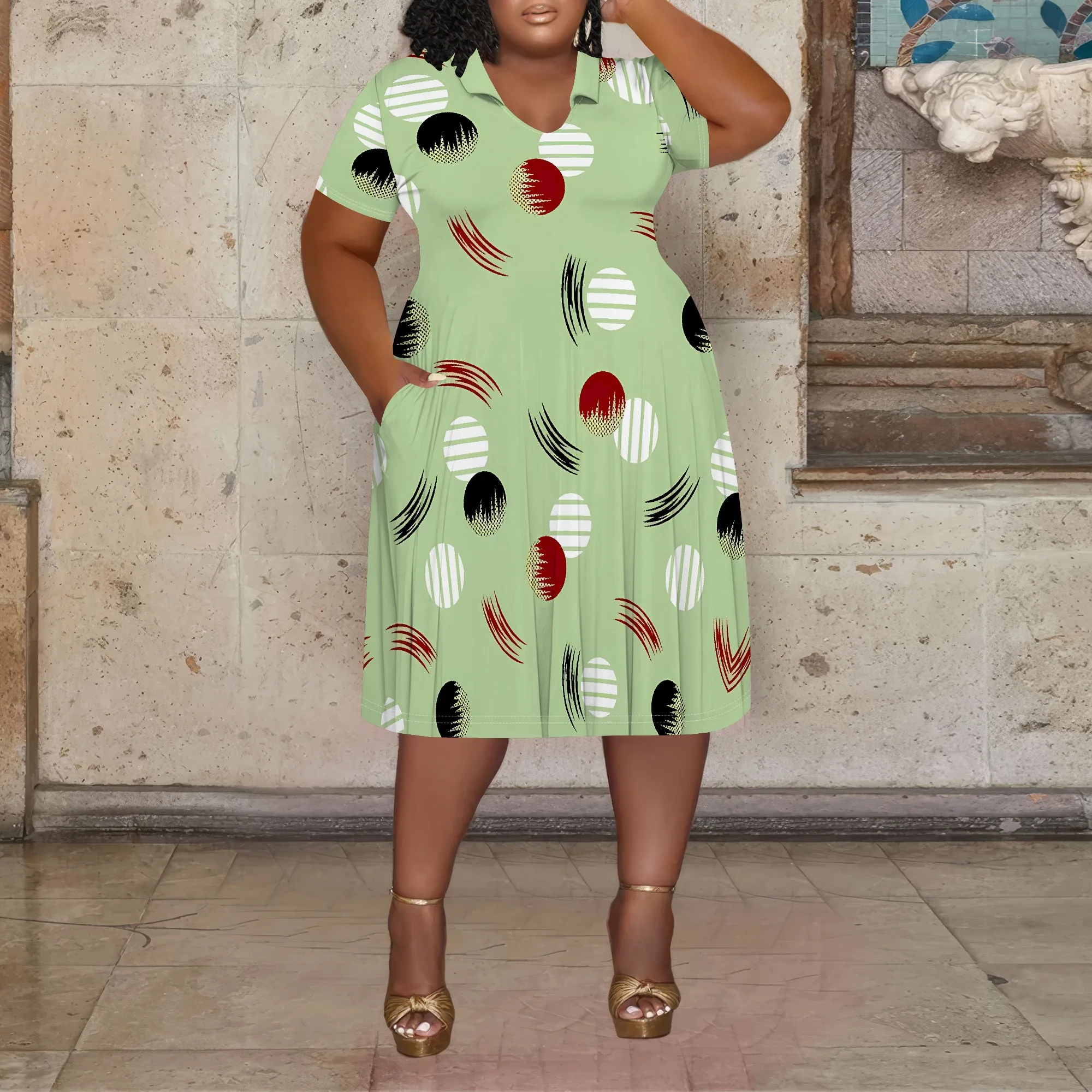 Nupusa Geometric Print Dress for Women Plus Size Summer Casual V - Neck Short Sleeve Dress
Nupusa Geometric Print Dress for Women Plus Size Summer Casual V - Neck Short Sleeve Dress