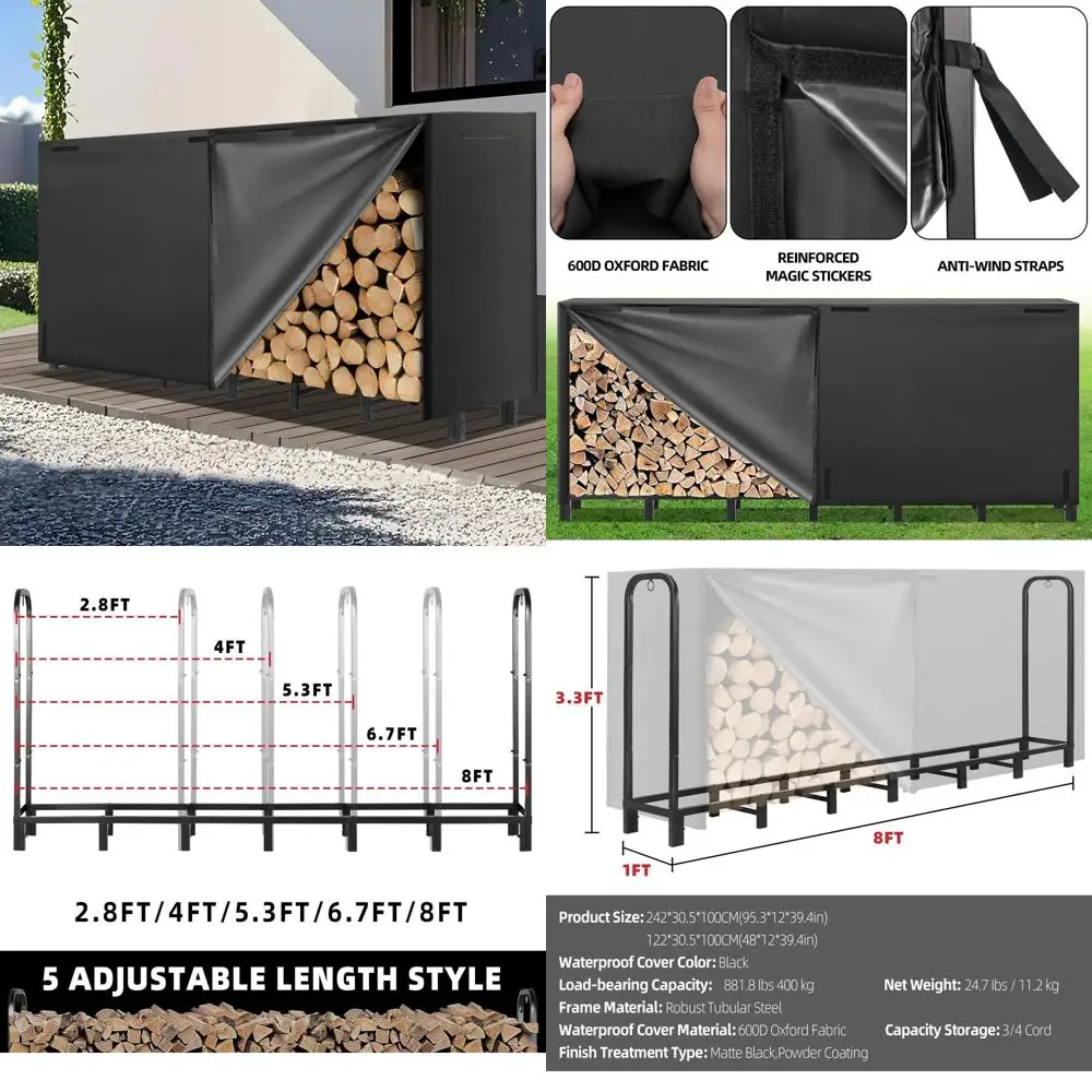 8T irewood Rack Outdoor with Cover, Heavy Duty Adjustable irewood log Storage & Holder, Wood Pile Lumber Storage Rack Stacking O
8T irewood Rack Outdoor with Cover, Heavy Duty Adjustable irewood log Storage & Holder, Wood Pile Lumber Storage Rack Stacking O