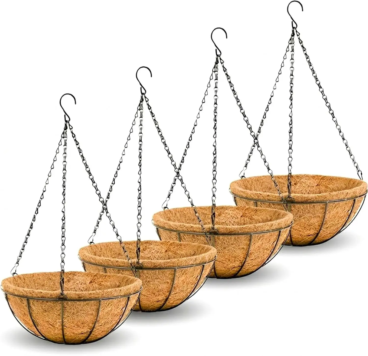 4 Pack 8" Metal Hanging Baskets with Coco Liners - Rustproof Wire Planters for Outdoor Patio, Garden, Deck
4 Pack 8" Metal Hanging Baskets with Coco Liners - Rustproof Wire Planters for Outdoor Patio, Garden, Deck