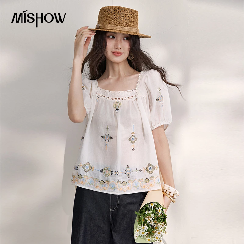 MISHOW Puff Sleeves Square Neck Bohemian Embroidered Blouse 2026 Summer New Lace Lightweight Gentle Top For Women MXF27X2695
MISHOW Puff Sleeves Square Neck Bohemian Embroidered Blouse 2026 Summer New Lace Lightweight Gentle Top For Women MXF27X2695