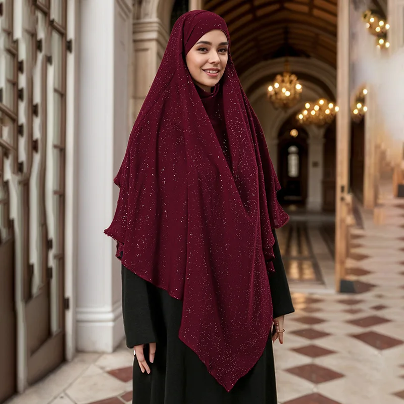 2025 Shimmer Eid Djellaba Women Muslim Prayer Garment Hijab Composite Silk Chiffon Chador Solid Overhead 2 Layers Lady Khimar
2025 Shimmer Eid Djellaba Women Muslim Prayer Garment Hijab Composite Silk Chiffon Chador Solid Overhead 2 Layers Lady Khimar