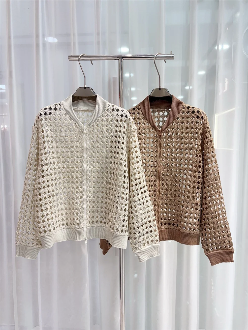 Women's Sequin Openwork Knit Cardigan Spring/Summer Long-Sleeve Jacket
Women's Sequin Openwork Knit Cardigan Spring/Summer Long-Sleeve Jacket
