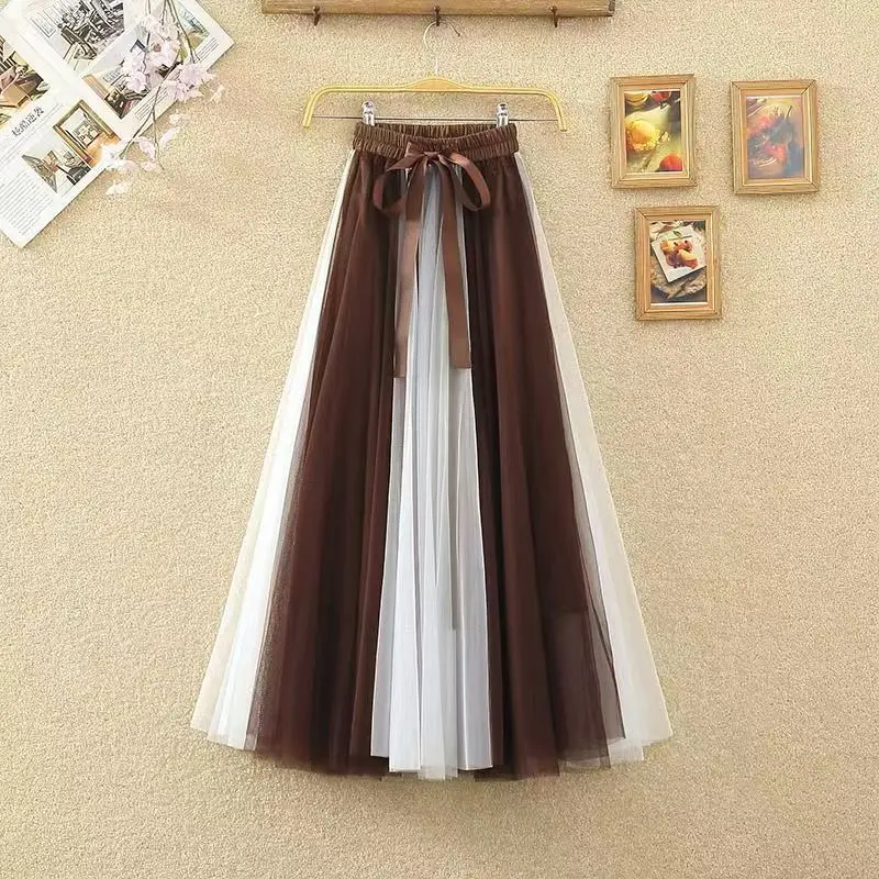 Fashion Patchwork Mesh Tulle Skirt Women Casual Elastic Waist A-line Party Dance Pleated Long Skirt
Fashion Patchwork Mesh Tulle Skirt Women Casual Elastic Waist A-line Party Dance Pleated Long Skirt