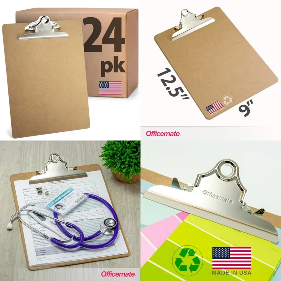 Recycled Wood Clipboards, Letter Size, - with ″ Rust-Resistant Clips, Durable Hardboard Writing Surface, Made in USA, 9" x 12.5
Recycled Wood Clipboards, Letter Size, - with ″ Rust-Resistant Clips, Durable Hardboard Writing Surface, Made in USA, 9" x 12.5